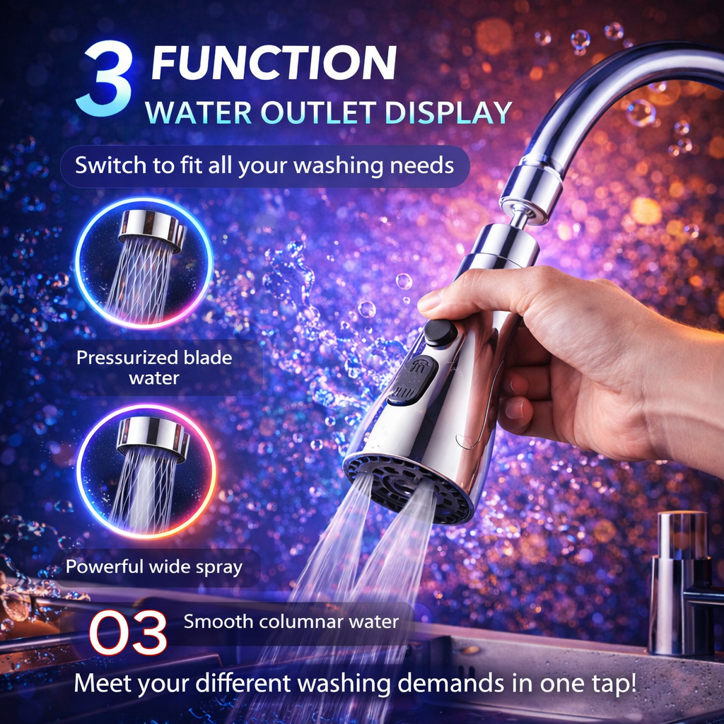 3 Modes Kitchen Sink Faucet – Stainless Steel